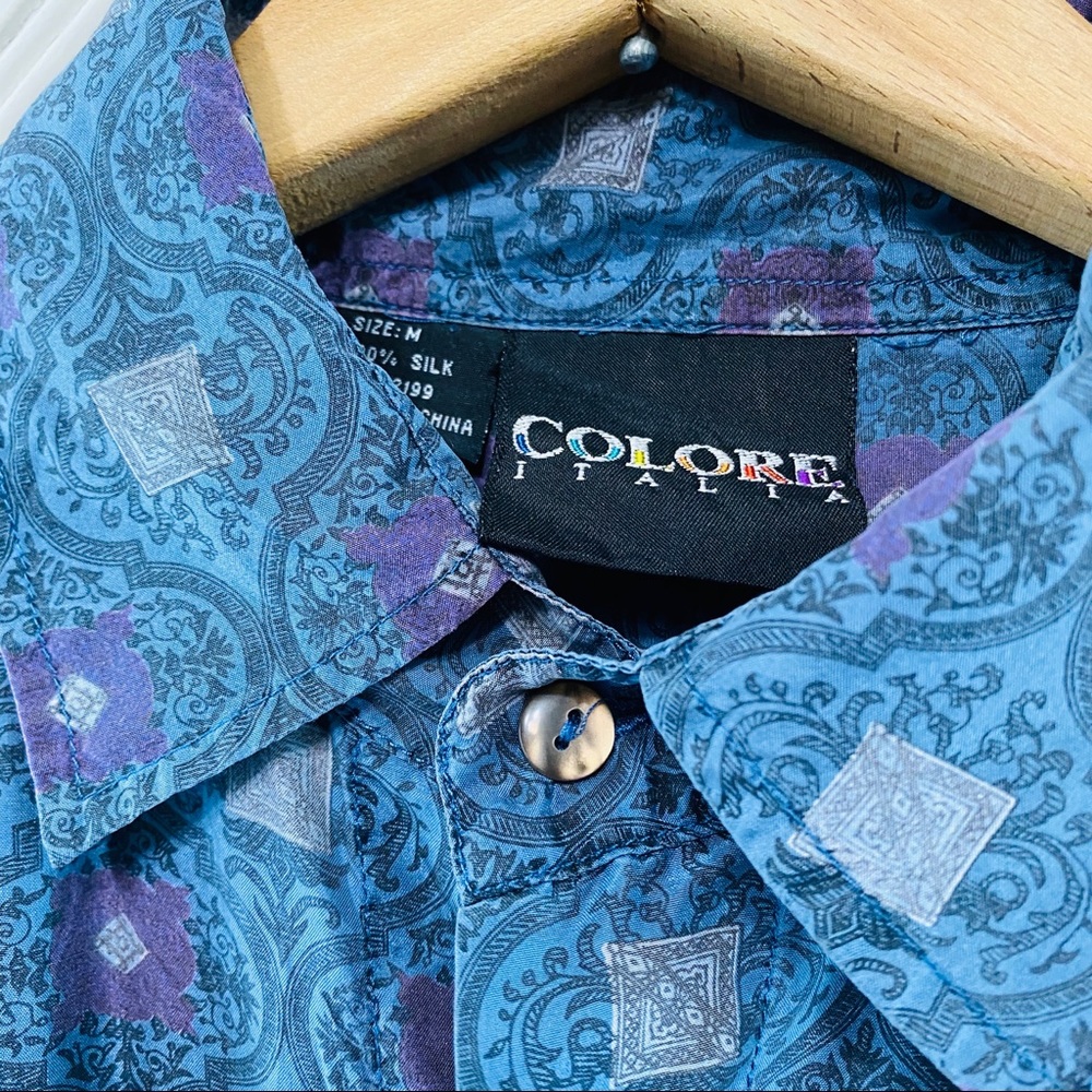 Vintage Lightweight Silk Patterned Button Shirt - image 4